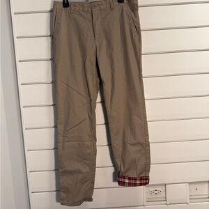 Bonobos Fleece Lined Khaki Chinos with Plaid Cuff